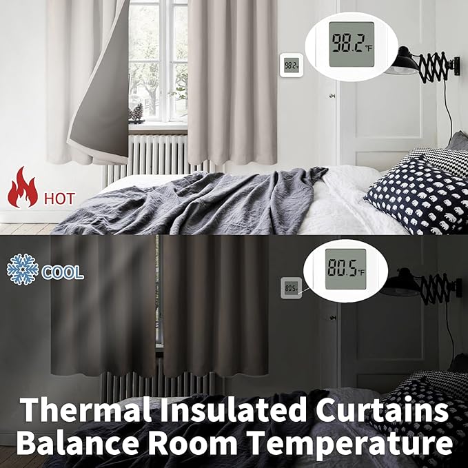 BGment Short Blackout Curtains for Bedroom, Thermal Insulated Full Room Darkening Soundproof Rod Pocket Small Window Curtains 45 Inch Length, 2 Panels，Each Panel 52 Inch, Cashmere