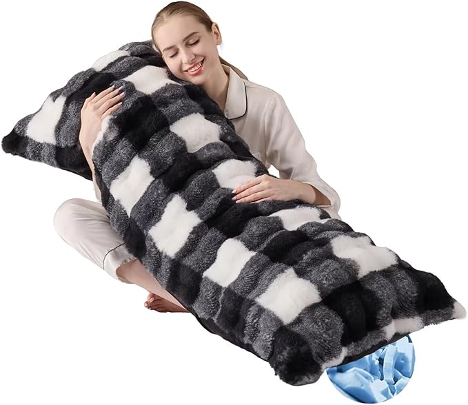 Full Body Pillow 20x54 Inch,Memory Foam Pregnancy Pillow for Side Sleepers,Orthopedic Back Support Maternity Pillow for Women (with Removable Cover),Checkerboard Print in Black/White