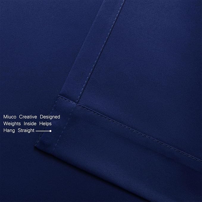 MIUCO 2 Panels Room Darkening Thermal Insulated Grommet Window Blackout Curtains for Bedroom 63 Inches Long Navy Blue