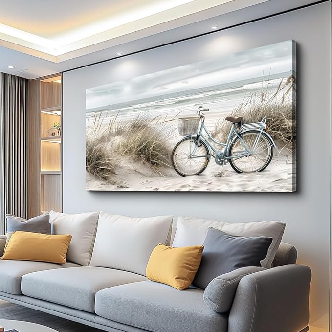 ERQINHUA Large Wall Canvas Picture Aesthetics Painting With Printed Wall Art For Restaurant Marine Beach Landscape Painting Wall Decor For Office Living Room Bedroom Home Decoration 30 X 60 Inches