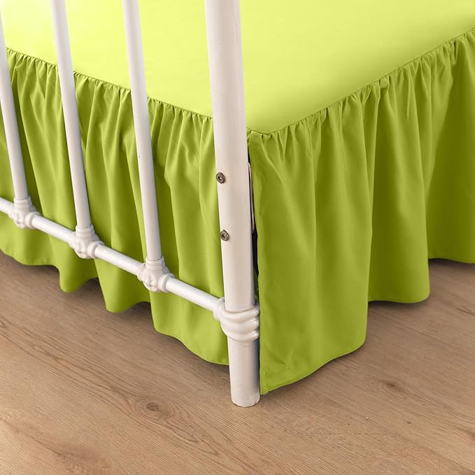 Bed Skirt Full Size Ruffled Bed Skirt with Split Corners, 14 Inch Drop Dust Ruffle Bed Skirts with Platform, Gathered Style, 100% Microfiber, Lime