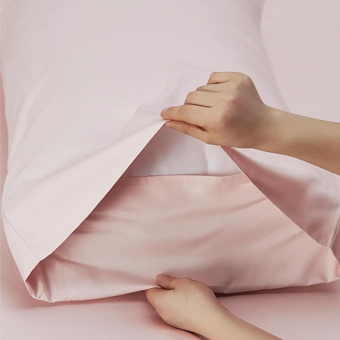 Bedsure California King Sheet Sets, Cooling Sheets for Hot Sleepers, Rayon Derived from Bamboo, Breathable & Soft, Deep Pocket Up to 16 Inches, Hotel Luxury Silky Bedding, Pink
