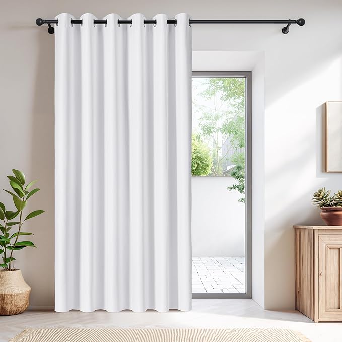 NICETOWN 100% Blackout Curtains Thermal Insulated Room Darkening Drapes Window Long Grommet Light Blocking Blackout Curtain for Living Room Bedroom, 1 Panel, 80 x 90 inch Length, Pure White