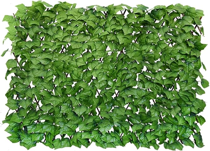BYBAG Expandable Faux Ivy Fence Privacy Screen for Patio Outdoor Balcony Bedroom Decor,Artificial Light Green Leaves Wall Decoration Fencing Panel(Single Sided Leaves)