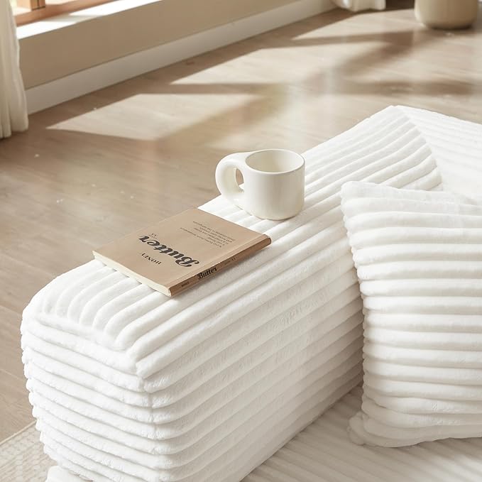Boneless Couch Folding Couches for Living Room Sofa, Futon Sofa Bed with Sleeper Sofa, Futon Couch with Fixed-Shape Oversized Corduroy Upholstered (White, 81 Inches)