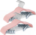 24-Pack Blush Pink Velvet Hangers with Clips Adjustable,Adult Hangers,Heavy-Duty,Felt,Non-Slip,Space Saving,Slim Outfit Hanger for Pants, Skirts, Suits,Coats, Dresses ect.