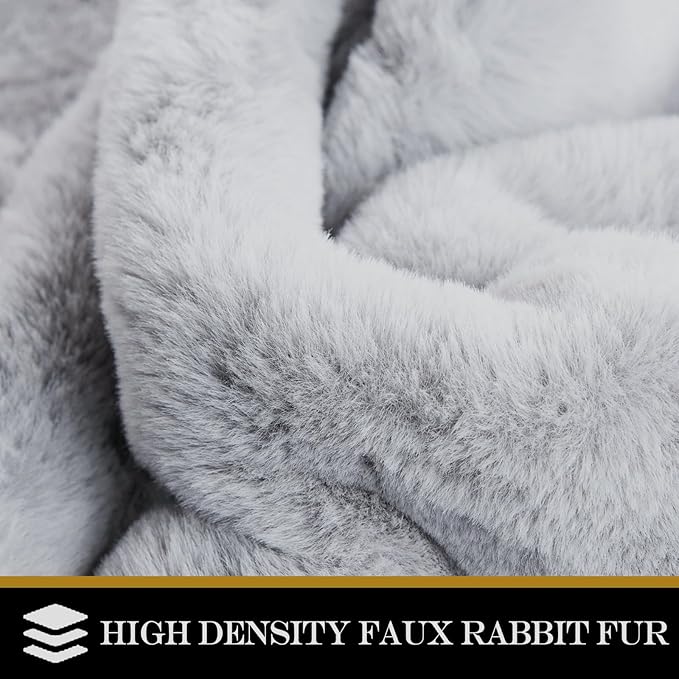 Latepis Gray 8x10 Area Rug Faux Rabbit Fur Grey Fluffy Rugs Plush Shag Rugs for Living Room Fuzzy Rug for Bedroom, Dorm, Playing Room, Nursery Room