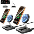 Magnetic Wireless Charger, [2 Pack] 15W Foldable Fast Charging Stand for iPhone 17/16/15/14/13/12 Series/AirPods 3/2/Pro 2/3, Samsung Wireless Charger Station for Galaxy S25 Ultra/S24/S23/S22/S21/S20