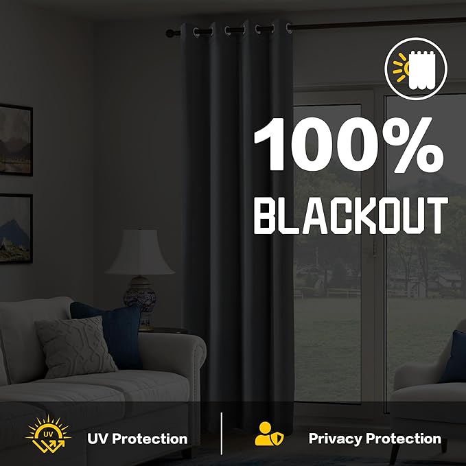 3-in-1 Layers Noise Cancelling Curtains for Bedroom Grommet Full Blackout Window Drapes Thermal Insulation Winter Curtains for Living Room (1 Panel, Grey, 50" x 84")