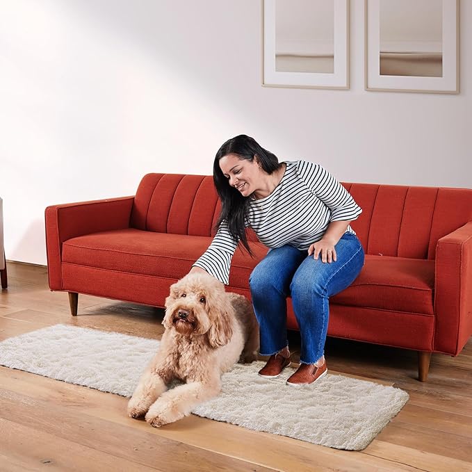 Ophanie Runner Rug for Hallway, 2x6 Upgrade Non-Slip Fluffy Soft Bedside Rugs, Bedroom Living Room Ivory Shaggy Carpet for Kids Girls Boys Dorm Nursery Home Decor Aesthetic