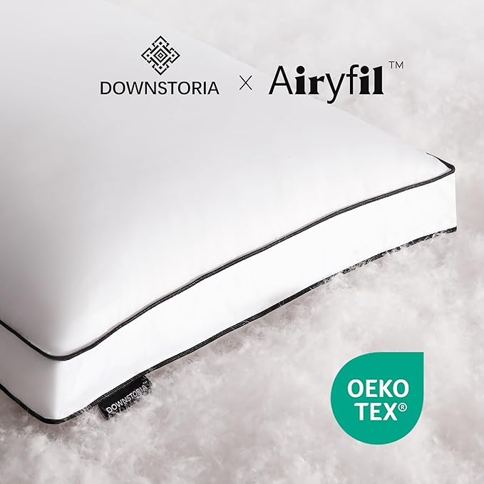 Feather Down Pillows Standard Size Set of 2 with Gusset, Luxury Hotel Collection Bed Pillow 2 Pack, Down Surrounded Gusseted Pillows for Sleeping, Soft for Side, Back Sleepers 20x26 in.