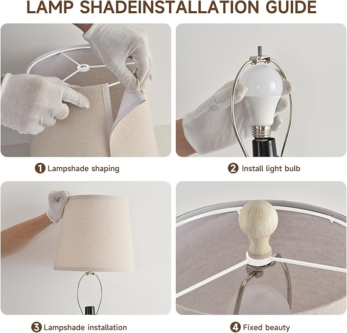 Terpsichore Lamps for Living Room Modern Farmhouse Table Lamp Bedside Reading Lamps Set of 2 Night Stands Bedroom Night Lamp,with Fabric Lamp Shade (White (Single Pack), High 26.25 in)