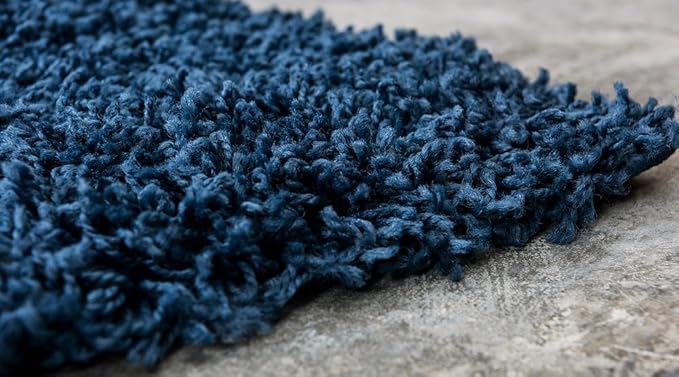 Unique Loom Solid Shag Collection Area Rug (5' 1" x 8' Rectangle, Sapphire Blue/ Navy Blue)