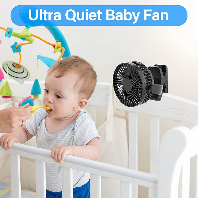 Svinkal Portable Magnetic USB Clip on Fan - 6 Inch 5000mAh Rechargeable, 3 Speed, 720° Adjustable, Personal Desk Fan for Bedroom, Camping, Golf Cart, Office