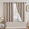 H.VERSAILTEX Linen Curtains 100% Blackout Curtains for Bedroom 54 inch Long Full Light Blocking Nature Linen Blended Window Curtains for Living Room Nickel Grommet (2 Panels, Heathered Sand)