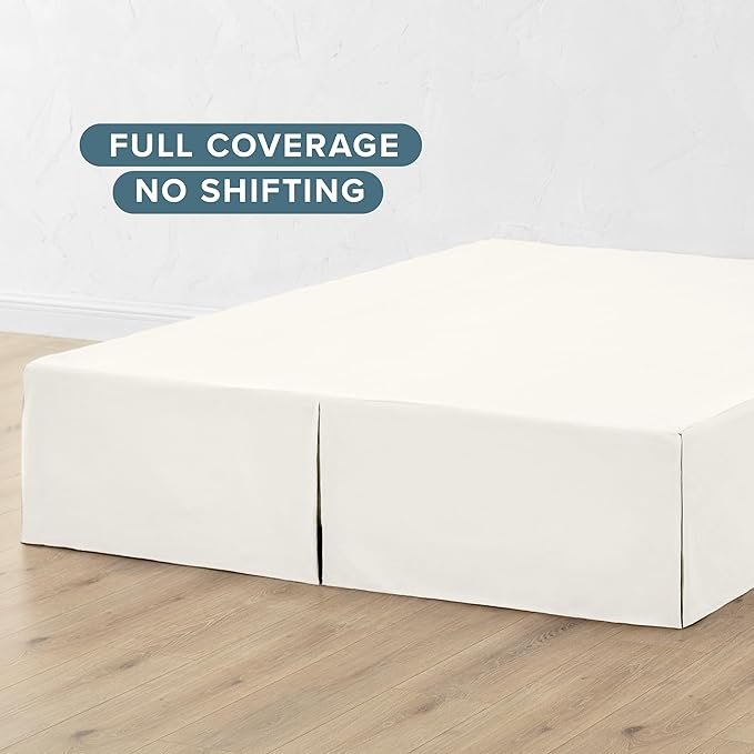 Bare Home Twin XL Bed Skirt - 15-Inch Tailored Drop Easy Fit - Bed Skirt for Twin Extra Long Beds - Center & Corner Pleats (Twin XL, Cream)