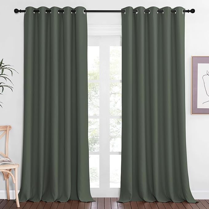 NICETOWN Blackout Curtain for Bedroom 102 inches Long - Grommet Thermal Curtain Light Blocking Room Darkening Window Treatment for Living Room (Dark Mallard, 1 Panel, W66 x L102)