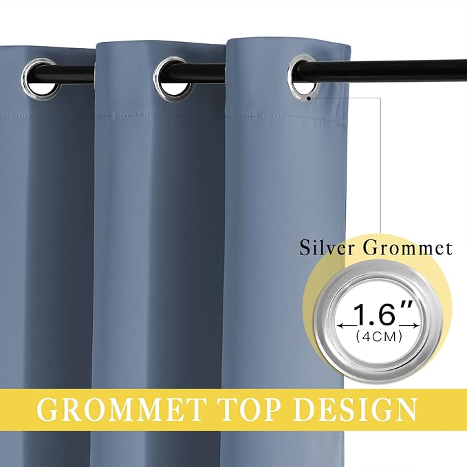 NICETOWN Patio Door Curtain for Sliding Glass Door, Thermal Insulated Blackout Curtain Drape for Living Room/Kitchen/Bedroom (Stone Blue, 1 Panel, 80 x 84 inch)