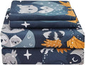 JSD Navy Blue Owl Kids Sheet Set Full Size, 4 Piece Forest Animals Printed Microfiber Bed Sheets Deep Pocket