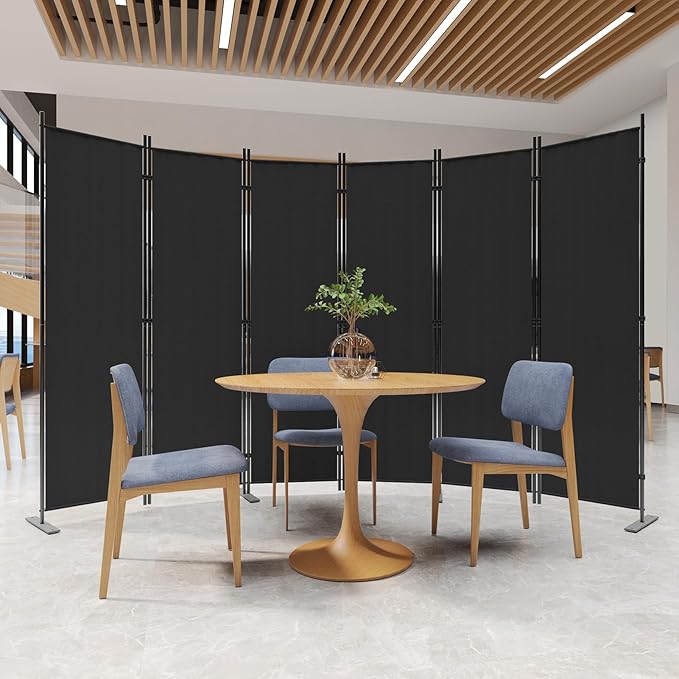 C-Hopetree 6 Panels Room Divider, 6 Ft Tall Indoor Folding Privacy Screen, Portable Partition Separator, Freestanding Separation Temporary Wall for Office, Bedroom, 120" W X 71" H, Black