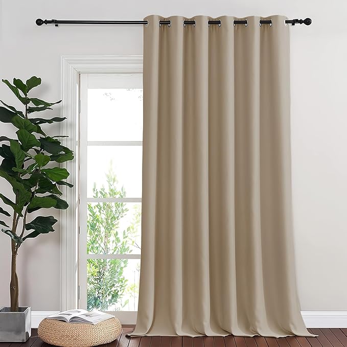NICETOWN Blackout Sliding Door Curtains 84 Inch Length, Extra Wide Room Divider Grommet Energy Saving Thermal Insulated Curtain for Patio Door Window(W80 x L84, 1 Panel, Taupe)