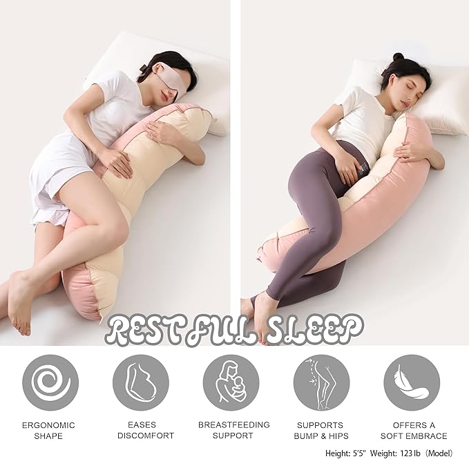 Peallow(Pat. Pend) – Long Round Body Pillow for Adults, Bolster Pillow for Sleeping, Soft and Supportive Pillow for Sleeping & Lumbar Support(Blush Pink,39")