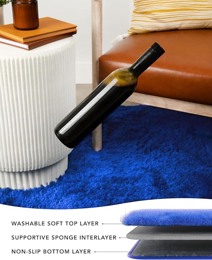 Ophanie 6x9 Navy Blue Rugs for Living Room, Large Fluffy Carpet, Fuzzy Plush Shag Comfy Soft, Non-Slip Indoor Floor,for Kids Boys Girls Dorm, Bedroom, Playroom, Home Decor Aesthetic