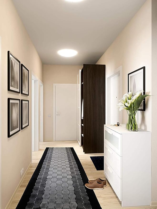 Custom Length Hallway Runner Rug,Slip Resistant,Checkered Black, 26 Inch X 24 feet, Sold and Priced Per Foot