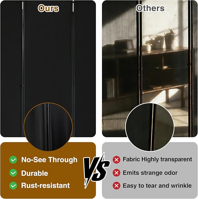 4 Panel Folding Room Divider, 6.7FT Wide Portable Privacy Screen, Room Partition Wall Dividers, Freestanding Partition Room Separation for Bedroom Office Restaurant Hospital, 80" Wx68 H, Black