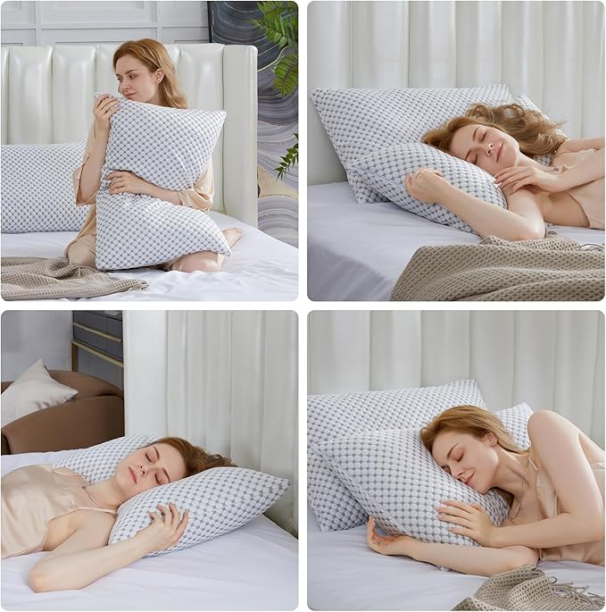 SAPHREAS Cooling Bed Pillows Standard for Sleeping, Luxury Hotel Shredded Memory Foam Pillows for Side Back Stomach Sleepers, Cool Firm Pillow for Neck Support