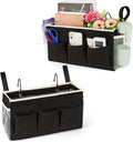 Lilithye Bedside Caddy Bedside Organizer Bedside Storage Caddy with Fixed Straps and Water Bottle Holder for Home College Dorm Bunk Bed Hospital Bed Crib Bed Rails (2pcs Black)