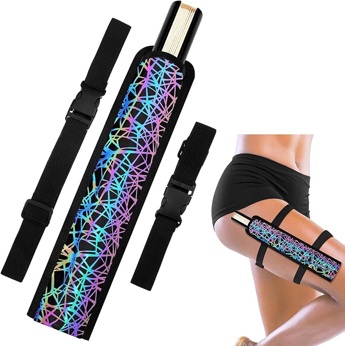 Summer Rave Fan Thigh Holster Rave Fan Holder Folding Hand Pouch Foldable Sleeves with Waist Belt for Thigh Party