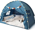 Razee Full Size Bed Canopy for Kids, Toddler Bed Tent Dream Playhouse Privacy Floor Sleeping Tents Indoor Under Bunk Bed Tent with Pennant Banners, Kid House Toys for Boys Girl Birthday Gift