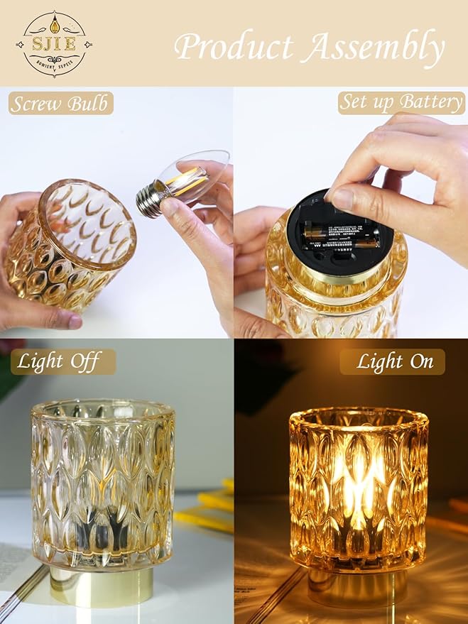 Battery Operated Lamp - Stylish Small Lamps Decorative with Timer & 3 Light Modes, No Plug in Lamps Cordless Battery Table Lamps for Bedroom/Bathroom/Fireplace(Without Remote Control)