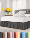 Wrap Around Dust Ruffle Bed Skirt - Charcoal - Twin/Twin XL Size Beds w/ 15 Inch Drop - Easy Fit Elastic Strap - Adjustable Pleated Bedskirt w/Brushed Fabric - Wrinkle Free - Women, Men, Kids & Teens