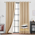 RYB HOME 100% Blackout Curtains, Noise Reducing 108 inch Curtains Dust Filter Draft Block Window Drapes Privacy Drapes for Living Room Playroom Nursery, W52 x L108 inch, Biscotti Beige, 2 Panels