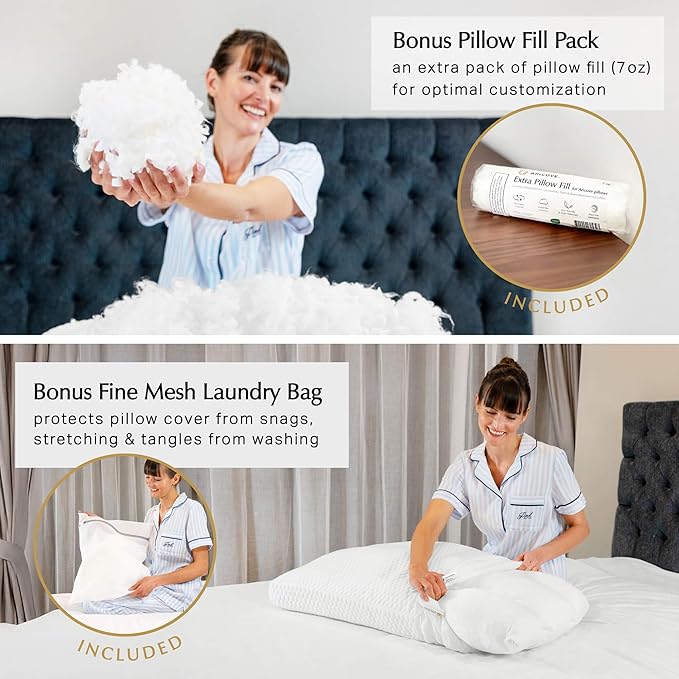 Aricove Bed Pillow for Sleeping, Side Sleeper Pillow for Adults, King Size, Adjustable Firm Memory Foam & Soft Microfiber Fill, Neck and Shoulder Support