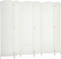 HOMCOM Room Divider, 6 Panel Folding Privacy Screen, 5.6' Tall Freestanding Wall Partition for Home Office, Bedroom, White