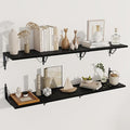 Dreamland Deep Floating Shelves, 55" W x 12" D Wall Shelves Set of 2, Wide Display Shelf Wall Mounted with Brackets, Bookshelf for Living Room, Bathroom, Bedroom, Black