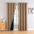 ChrisDowa 100% Blackout Curtains 80 inch Long for Bedroom with Black Liner, 2 Thick Layers Total Blackout Thermal Insulated Grommet Window Curtains 2 Panels Set (Cappuccino, 52 x 80 Inch)