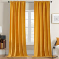 Joydeco Yellow Velvet Curtains 120 inch Length 2 Panels, Luxury Blackout Rod Pocket Thermal Insulated Window Curtains, Super Soft Room Darkening Drapes for Living Dining Room Bedroom,W52 x L120 inches