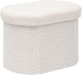 B FSOBEIIALEO Storage Ottoman for Dorm Room, Boucle Folding Storage Ottoman Foot Rest, 16.14 Inches Small Collapsible Ottoman Cube for Living Room White