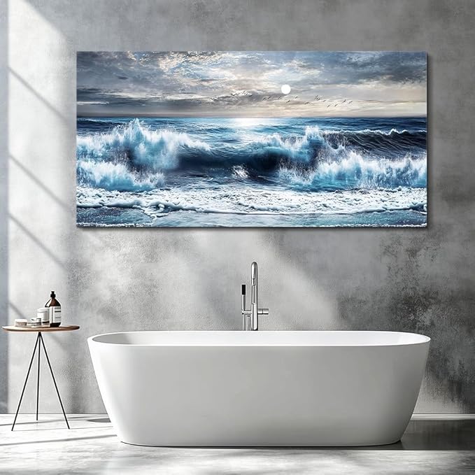 ERQINHUA Large Canvas Wall Art For Living Room Restaurant Wall Decor For Bedroom Marine Landscape Paintings Office Wall Prints Pictures Artwork Ready To Hang Hotel Room Home Decoration 24"x48"