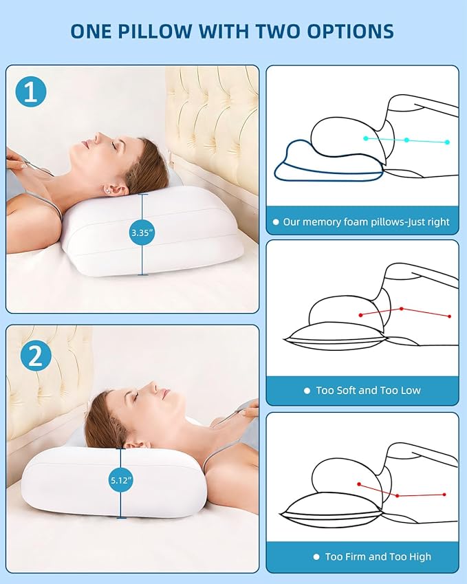 Sleep Pillow Ergonomic Contour Design with Side Sleeping Armrest Area Neck Support Pillow for Side, Back and Stomach Sleepers Gray
