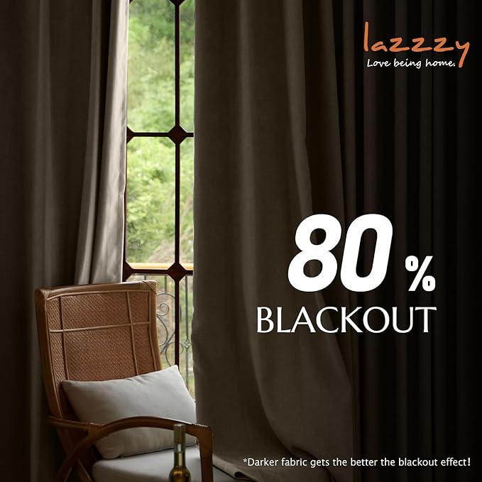 Lazzzy Blackout Curtains Thermal Insulated Curtains Room Window Drapes Super Soft Luxury Curtains for Living Room Bedroom Rod Pocket 2 Panels, 96 Inch Lined | Beige