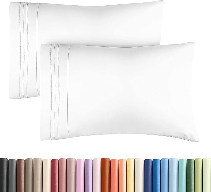 King Pillow Cases Set of 2 - Ultra Soft Hotel Quality Pillowcase Covers - Comfy, Cozy & Wrinkle Free - Shrinkage, Stain and Fade Resistant - Machine Washable Pillow Protectors - 2 Piece Set - White