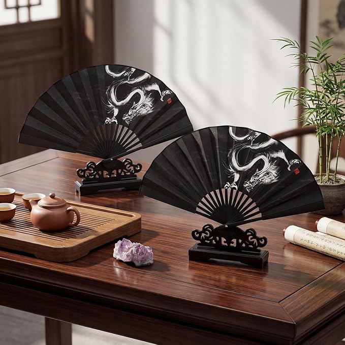 AceOrbit 8 Pcs Fan Stand Holder Plastic Hand Fan Display Stand Base Japanese Chinese Folding Fans Storage Rack for Home Office Shop Decoration