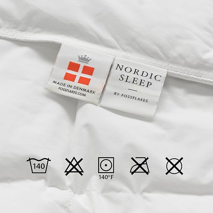 FOSSFLAKES Nordic Sleep, Bed Pillow Hypoallergenic Supportive with Down Alternate, Breathable and Machine Washable, Ideal for Side Sleepers (White Medium Low, King (U.S. Standard))