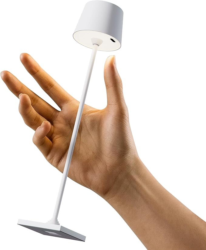 Modern LED Color-Changing Cordless Table lamp, 7 Colors, metal Shade, Touch control with sleep mode for Restaurant, Bedroom, Outdoor Camping, Coffee Shop, Night Light, Rechargeable (White 1PACK)