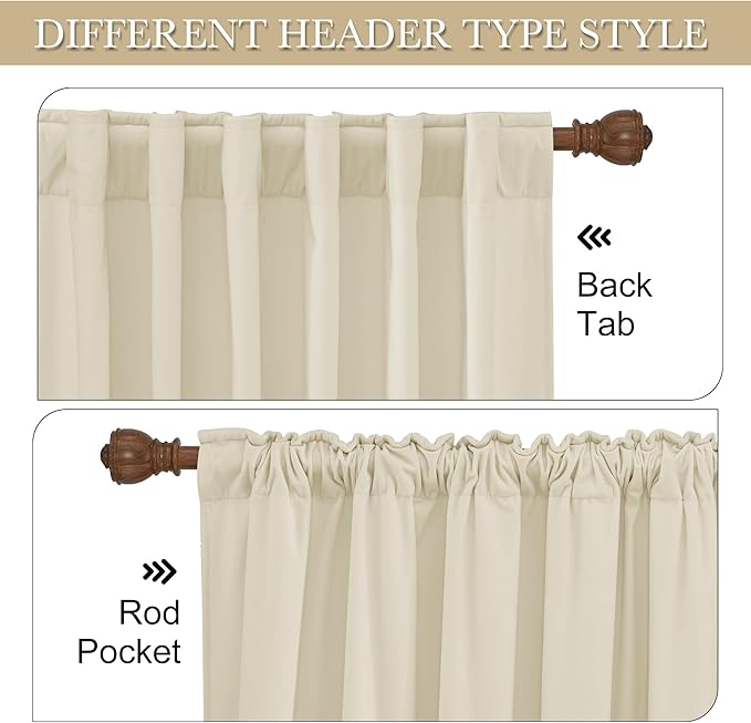RYB Home Beige Velvet Curtains 84 inches - Curtains for Living Room, Thermal Insulated Noise Reducing Panels Soft Luxury Window Decor for Kids Bedroom, Width 52 x Length 84 inch, Beige, 2 Panels